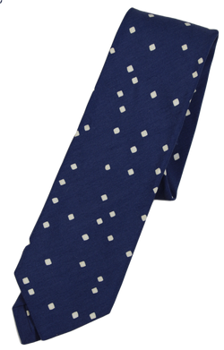 Drake's – Dark Blue Brushed Silk Tie w/Confetti Print