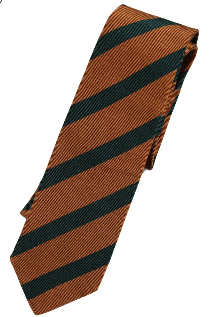 Drake's – Pumpkin Grossgrain Silk Tie w/Repp Stripe