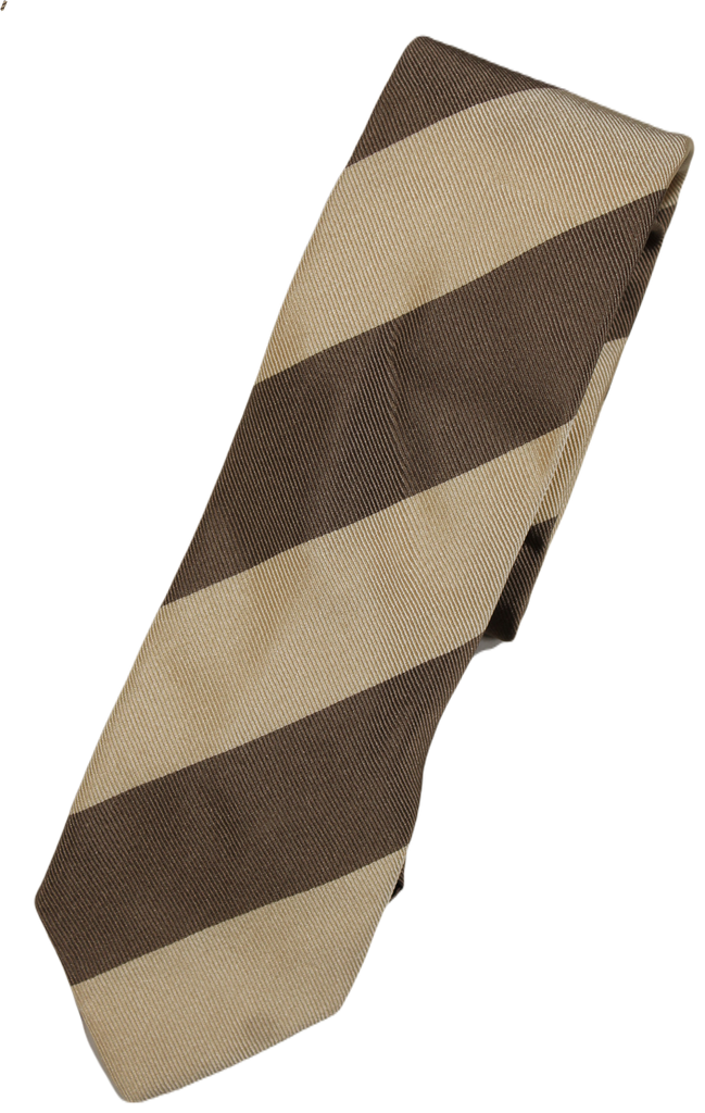 Drake's – Cream & Taupe Wide Repp Stripe Tie