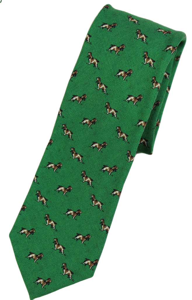 Drake's – Green Wool Tie w/Basset Hound