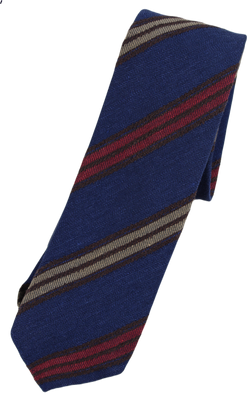 Drake's - Blue Herringbone Tie w/Repp Stripe