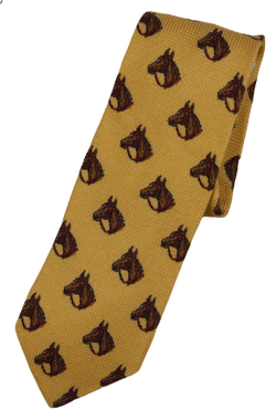 Drake's – Faded Yellow Horse Print Tie
