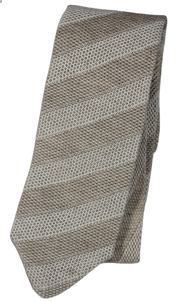 VTG – Structure – Beige & Off-White Knit Regimental Stripe Tie