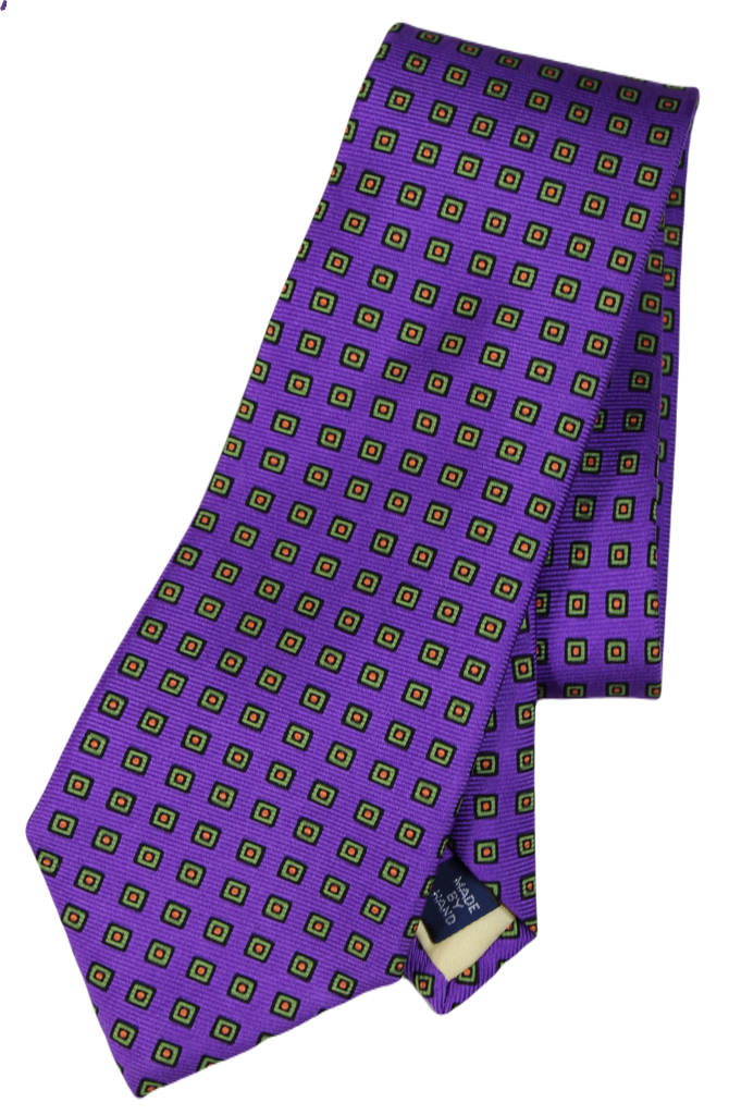 VTG – Ralph Lauren – Purple Silk Tie w/Ancient Madder Print