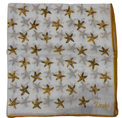 Drake's – Yellow Starfish Cotton/Silk Pocket Square