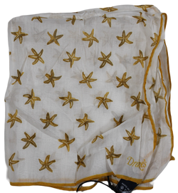 Drake's – Yellow Starfish Cotton/Silk Pocket Square (Wrinkled)