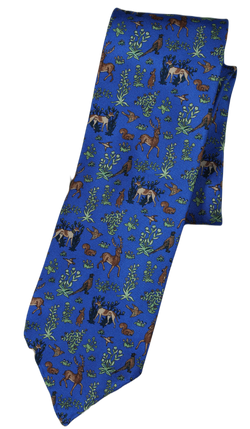 Drake's – Blue Tie w/Forest Animal Print