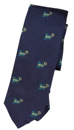 Drake's – Navy Grosgrain Silk Tie w/Scorpion Design