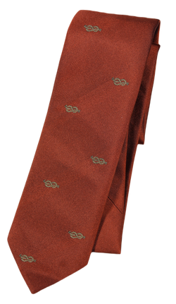 Drake's – Orange Grosgrain Silk Tie w/Gold Rope Pattern