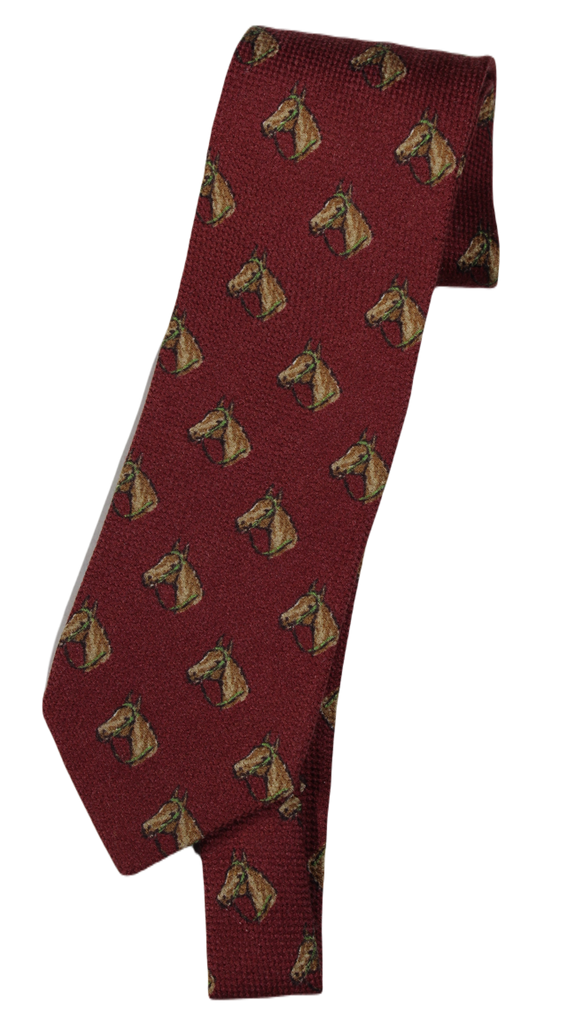 Drake's – Rust Wool/Silk/Cashmere Tie w/Faded Horse Pattern