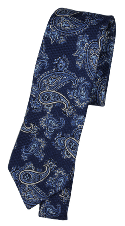 Drake's – Dark Blue Wool/Silk/Cashmere Tie w/Paisley Pattern