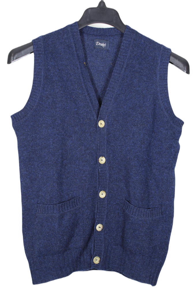Drake's – Blue Super Geelong Wool Vest