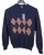 Drake's – Navy Wool/Alpaca Sweater w/Brown Argyle Print