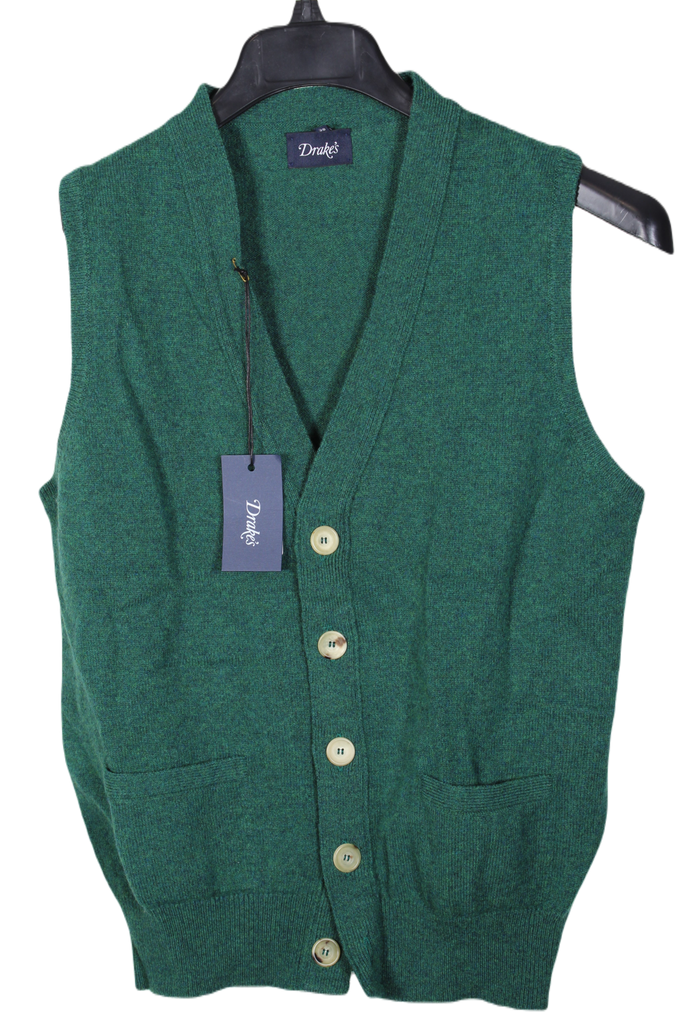 Drake's – Green Shetland Wool Vest
