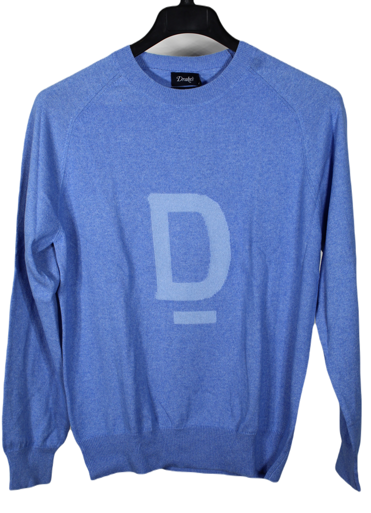 Drake's – Light Blue “D” Cashmere/Cotton Pullover