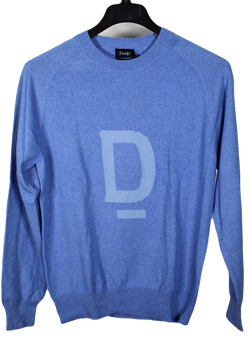 Drake's – Light Blue “D” Cashmere/Cotton Pullover