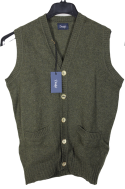 Drake's – Olive Super Geelong Wool Vest