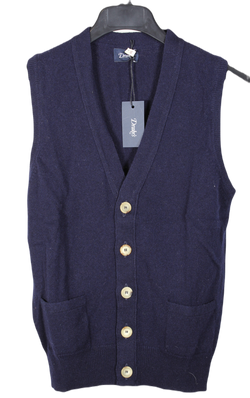Drake's – Navy Shetland Wool Vest
