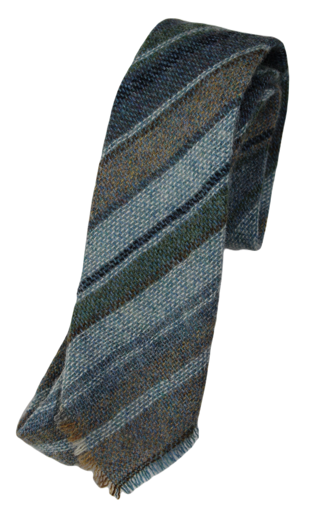 VTG – Lochcarron – Shetland Tweed Blue & Brown Repp Stripe Tie