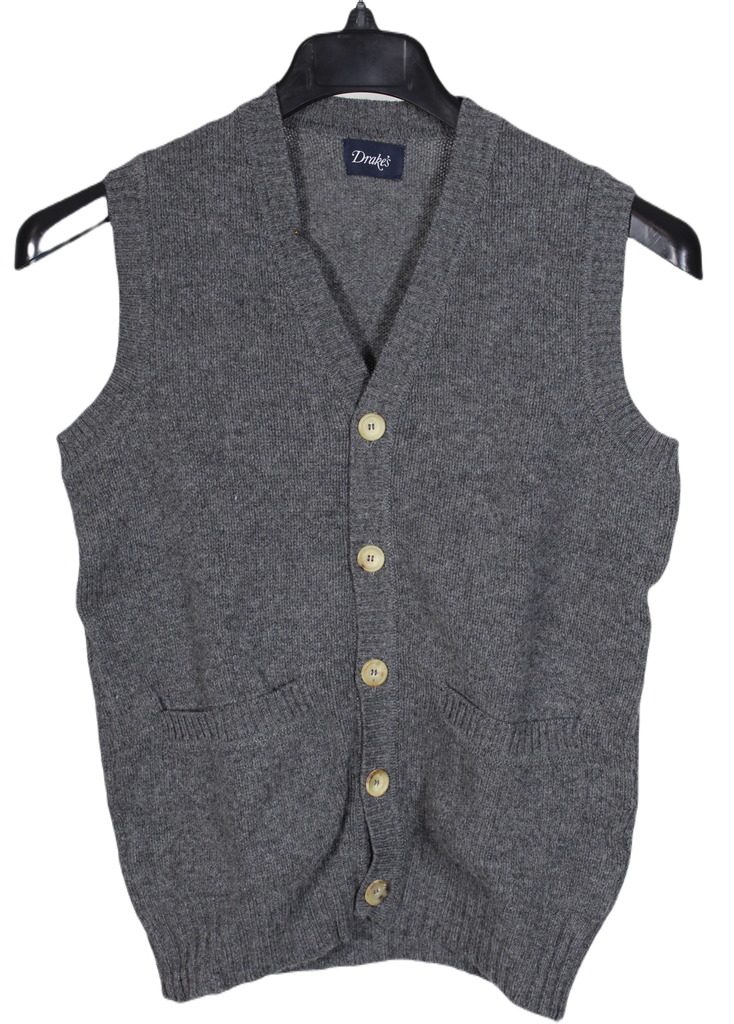 Drake's – Gray Super Geelong Wool Vest