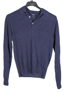 Drake's - Navy Silk Polo Sweater