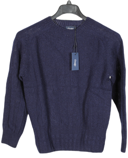 Drake's – Navy Shetland Seedstich Sweater