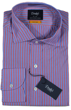 Drake's – Blue & Red Stripe Easyday Dress Shirt