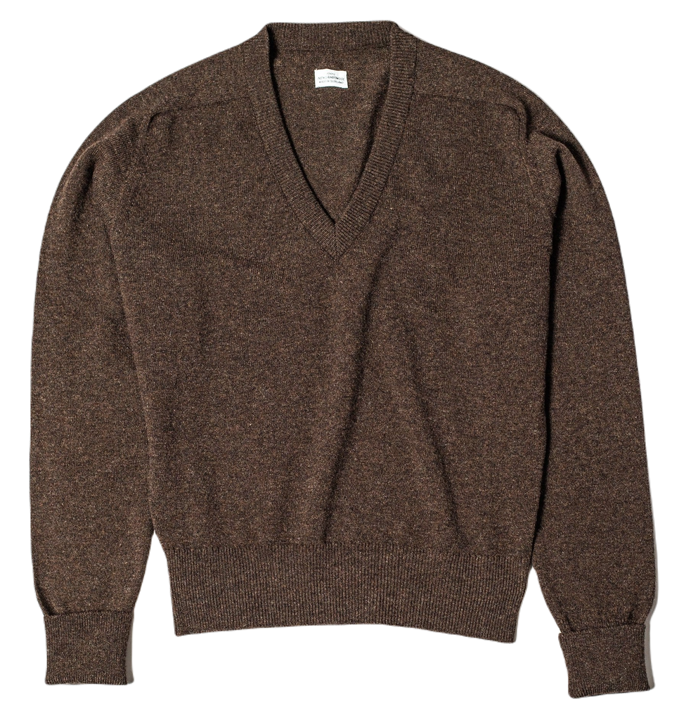 Uncommon Man – Chocolate Deep V-Neck Geelong Wool Sweater