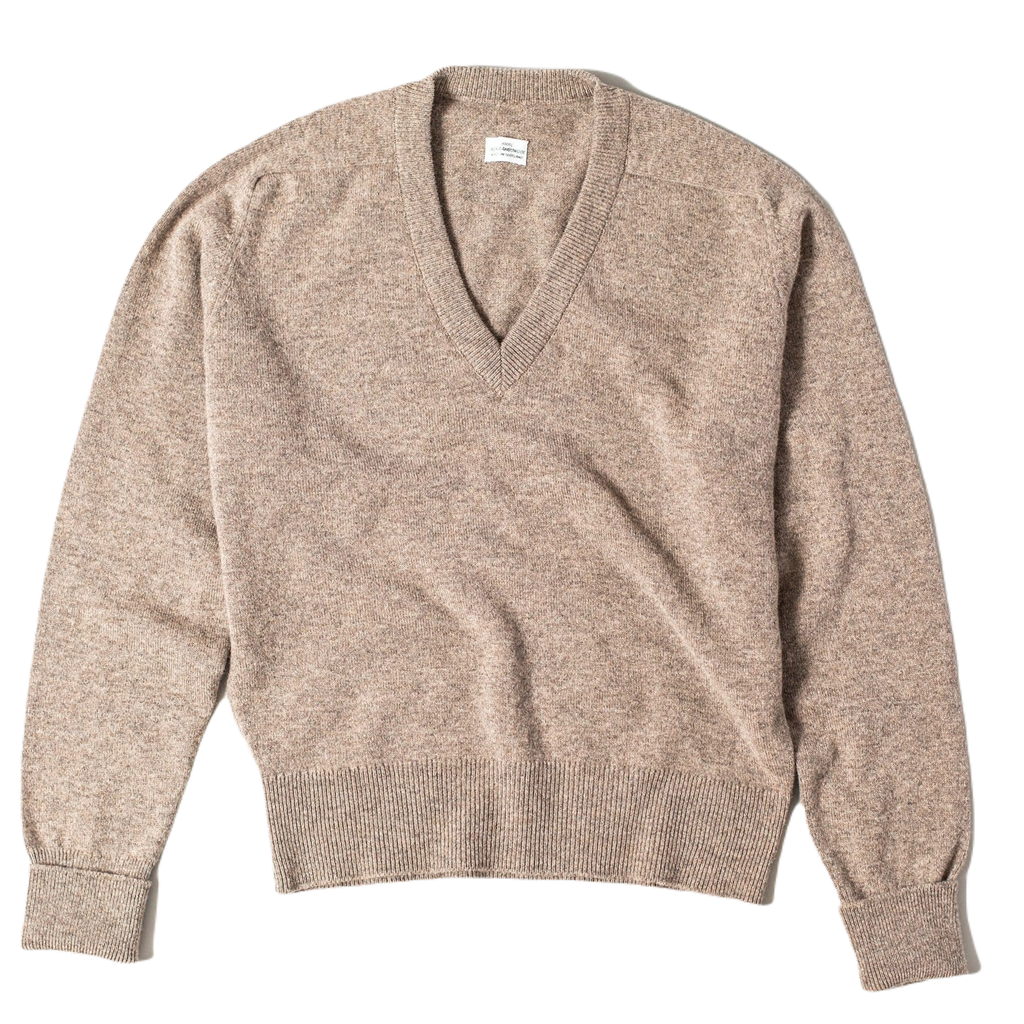 Uncommon Man – Sandy Gray Deep V-Neck Geelong Wool Sweater