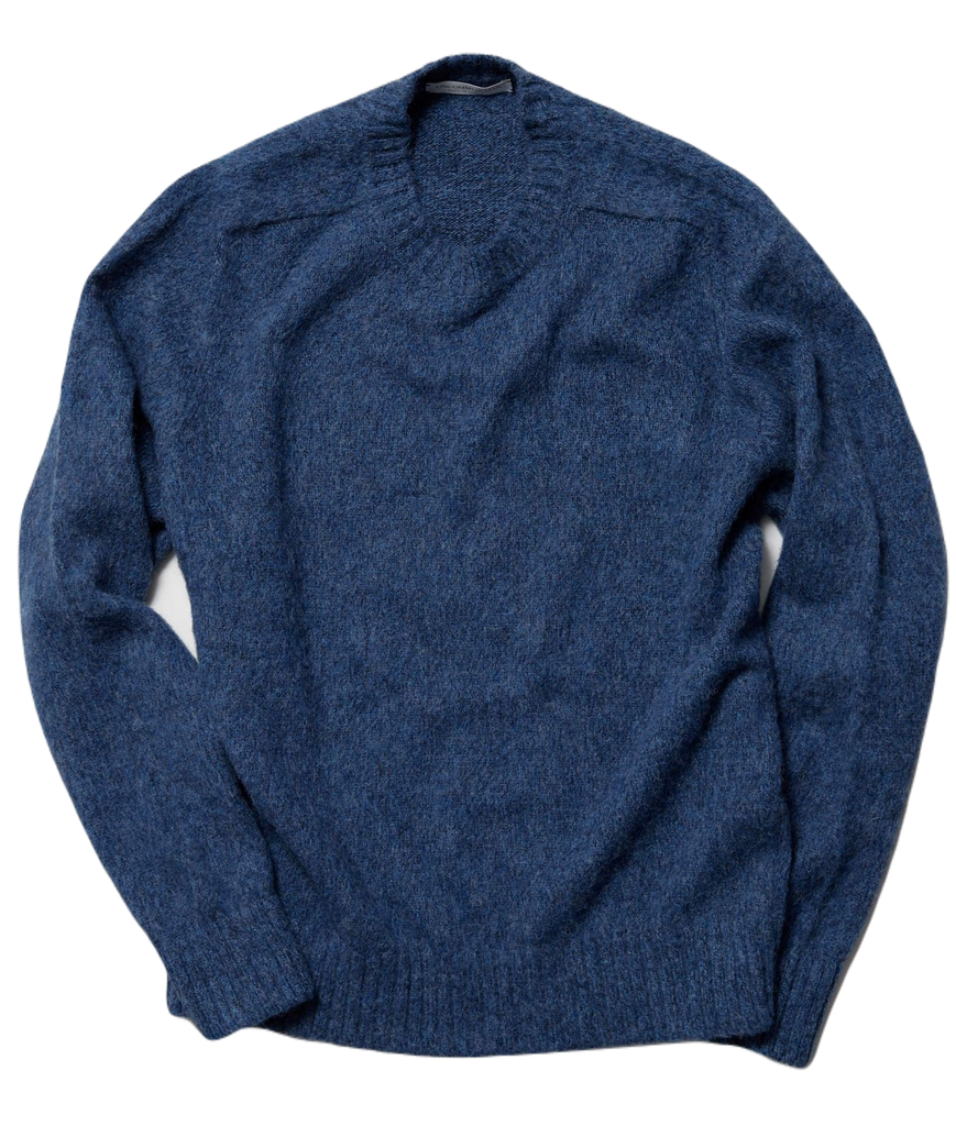 Uncommon Man - Blue Shetland Crew Neck Sweater