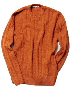 Uncommon Man - Orange Shetland Cable-Knit Sweater
