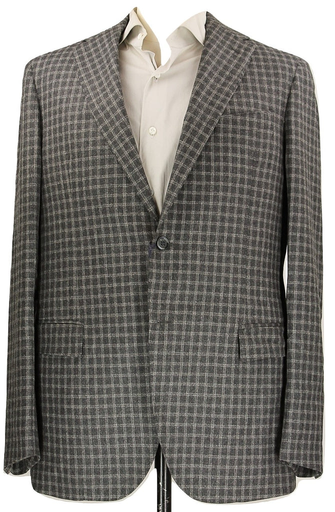 Royal Hem - Gray Plaid Wool Flannel Blazer - PEURIST