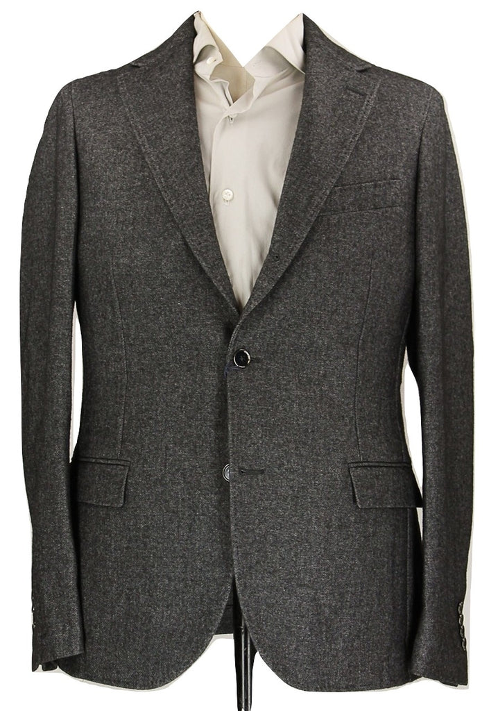 Royal Hem - Charcoal Wool Fleece Unstructured Blazer - PEURIST