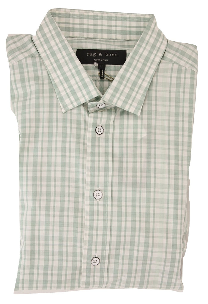 Rag & Bone - Light Green Plaid Buttondown Shirt - PEURIST
