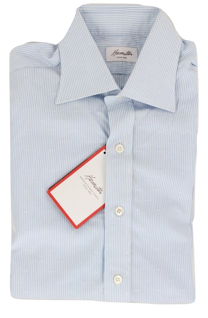 Hamilton - Light Blue Pinstripe Shirt w/Cross Stitch Pattern - PEURIST