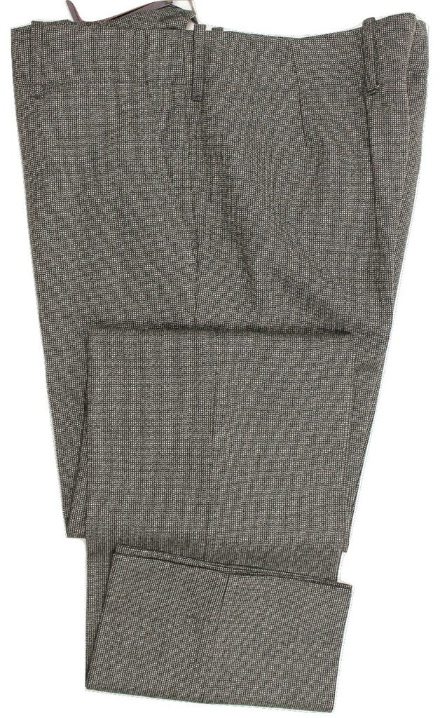 La Strada Romea - Black Herringbone Flannel Wool Pants - PEURIST