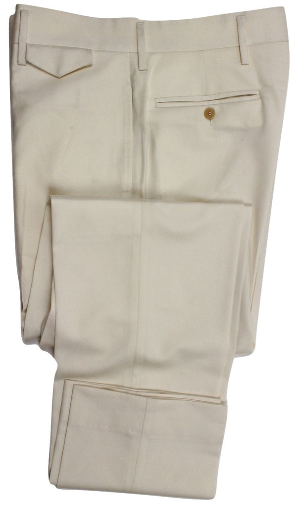 Equipage - Cream Super 120s Light Flannel Wool Pants - PEURIST