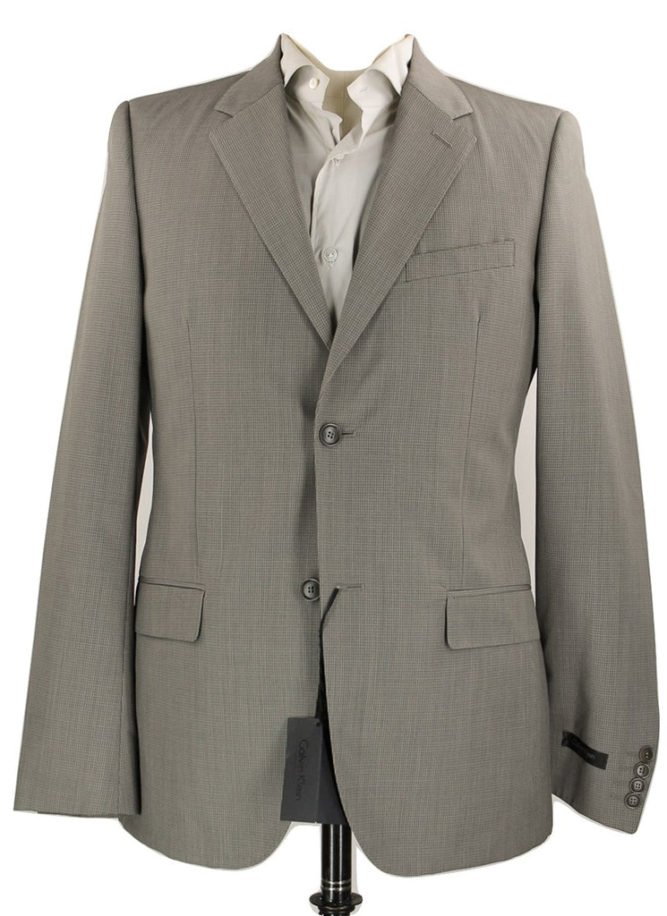 Calvin Klein Collection - Taupe Check Wool Suit - PEURIST