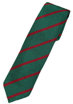 Drake's – Green Silk Tie w/Cranberry Repp Stripe