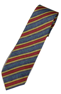 Drake's – Faded Red, Blue & Yellow Repp Stripe Tie