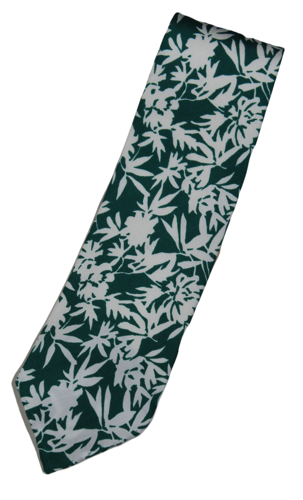 Drake's – Green Silk Tie w/Jungle Print