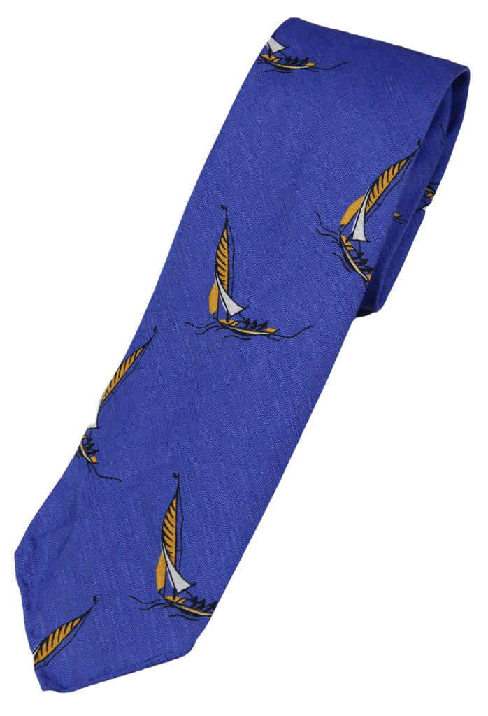 Drake's – Blue Silk/Cotton Sailing Tie