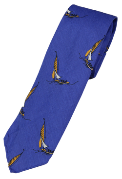 Drake's – Blue Silk/Cotton Sailing Tie
