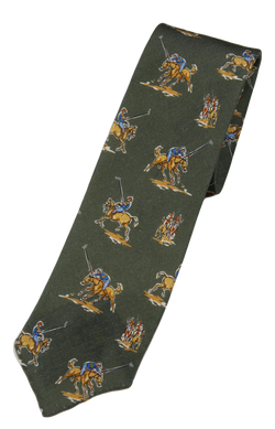 Drake's – Olive Linen/Cashmere Polo Hunting Tie
