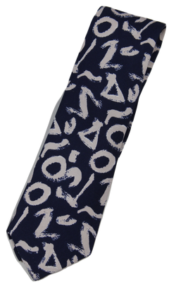 Drake's – Navy Silk Tie w/Off-White Graffiti Print