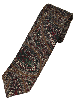 Drake's – Brown, Green & Red Paisley Silk Tie