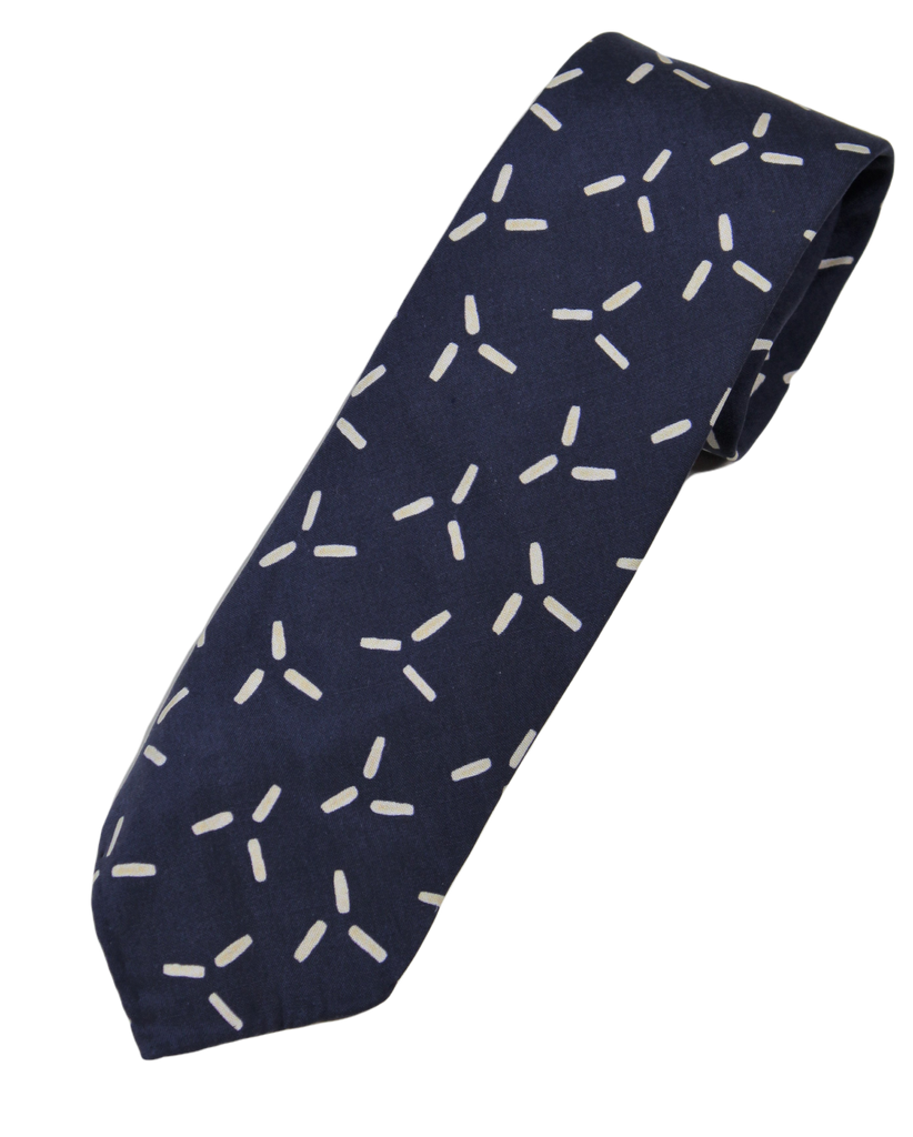 Drake's – Navy Silk Tie w/Tic Tac Design