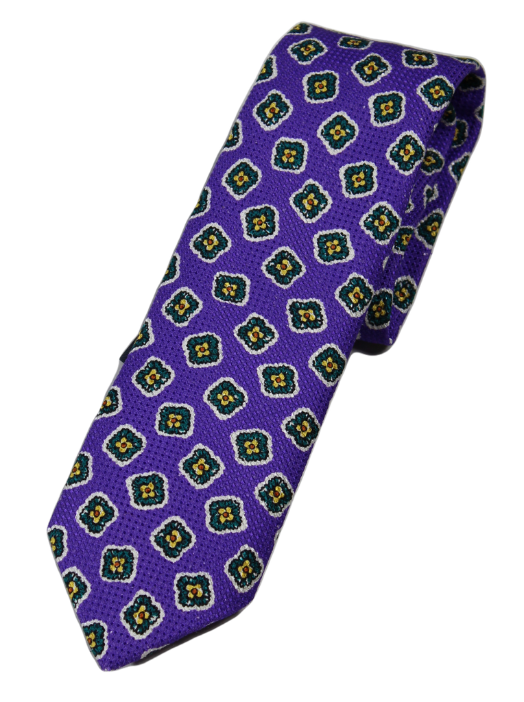 Drake's – Purple Fine Weave Tie w/Green Madder Pattern