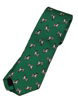 Drake's – Green Silk Tie w/Terrier Print [IMPERFECT - FS]