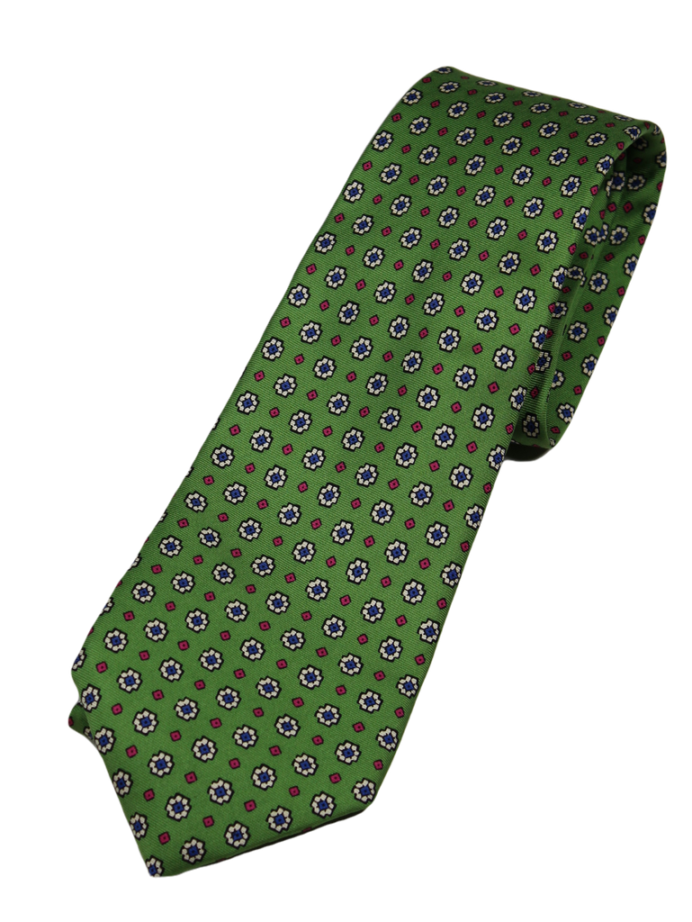 VTG – Polo Ralph Lauren – Green Silk Tie w/Ancient Madder Print